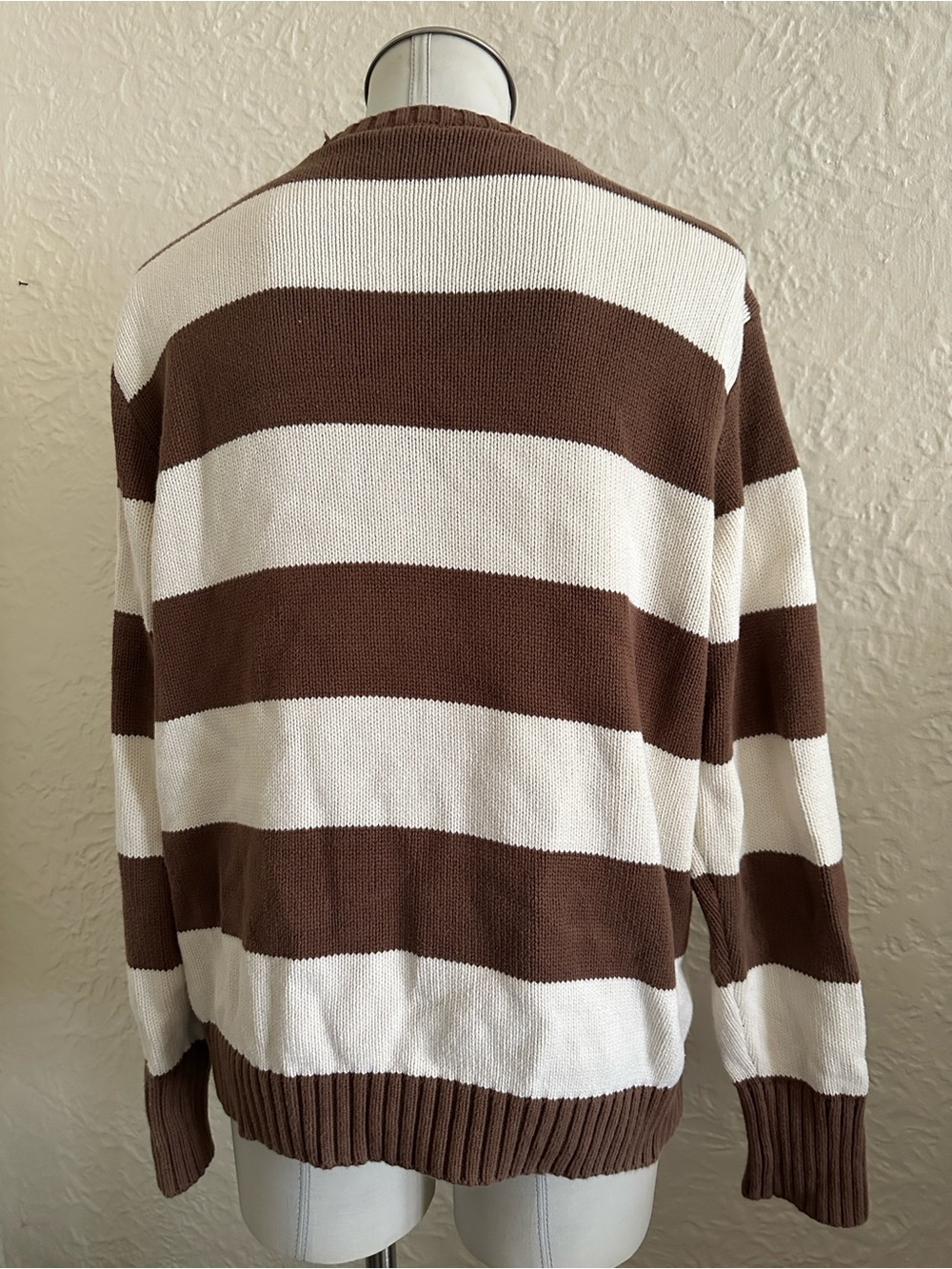Brandy Melville John Galt Brianna Brown and Cream Striped Crewneck Sweater - Picture 6 of 10